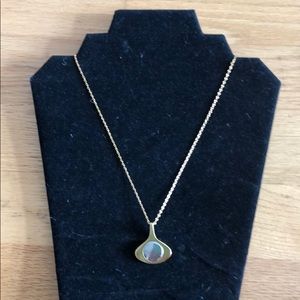 Gold Tone with Gold and Mirror Pendent Necklace